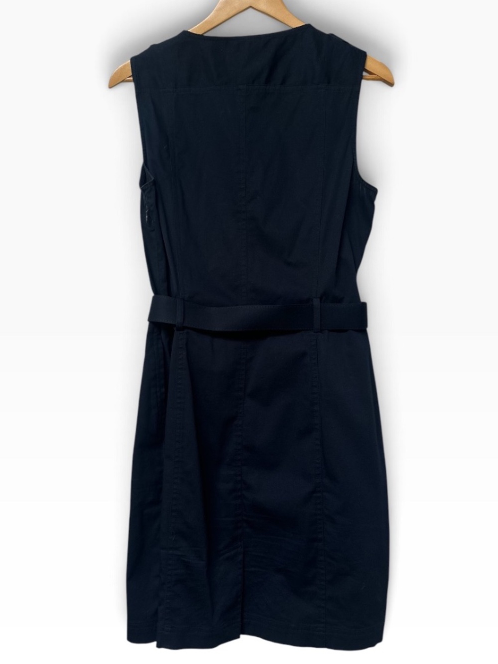 Banana Republic Navy Blue Belted Safari Utility Dress Size 10 Sleeveless Epaulet - Picture 2 of 5